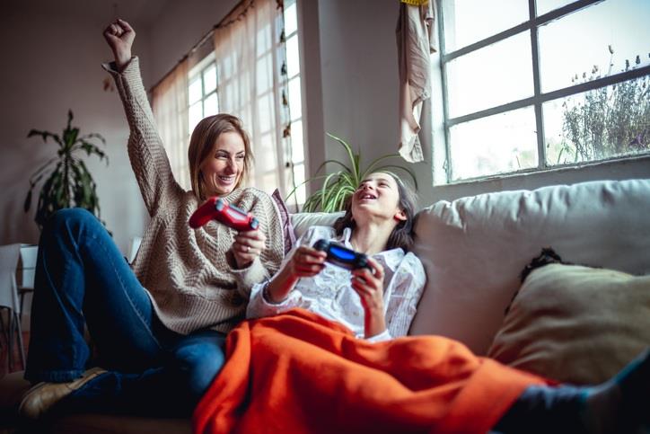 A family playing video games